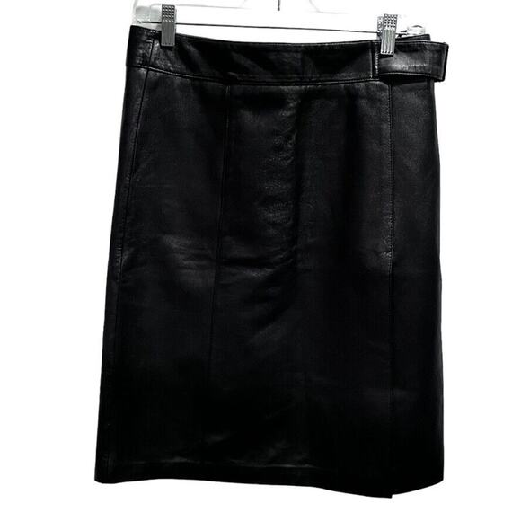 Bebe Butter Soft Black Genuine Leather Straight Skirt size 8-10, 30” waist Y2K - Picture 2 of 16